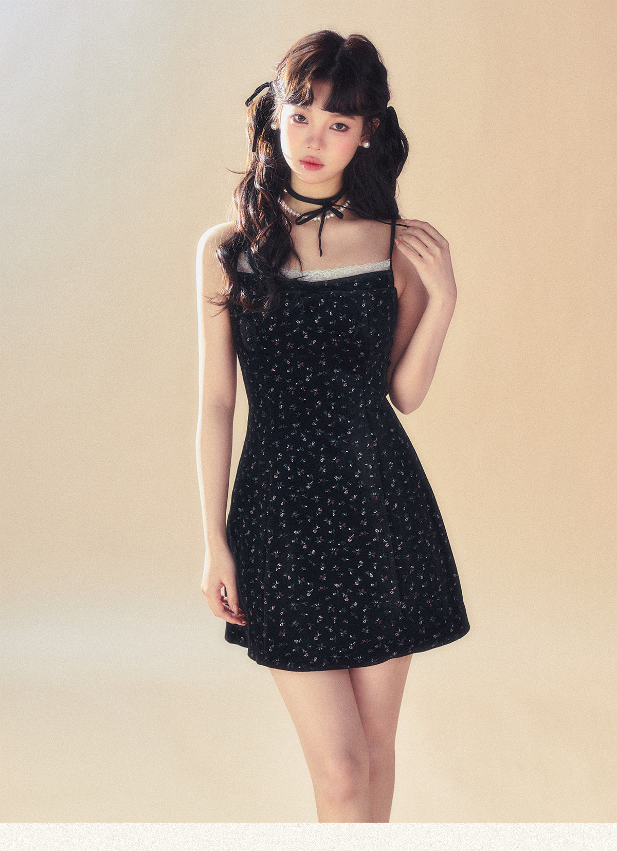 Retro Jacquard Suspender Dress