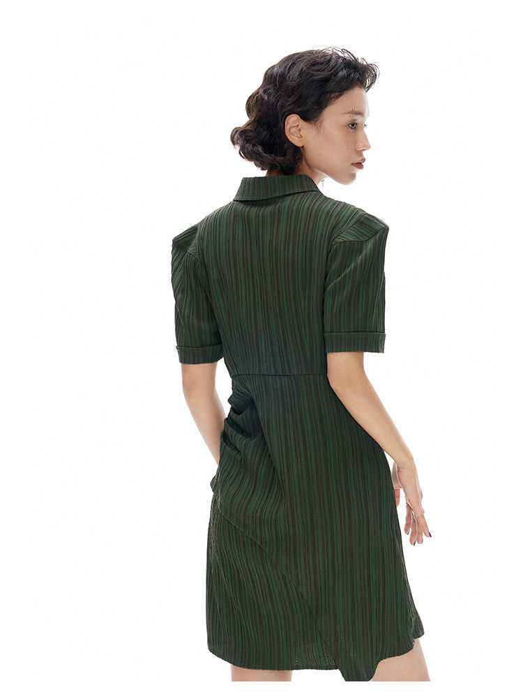 Pleated Stripe Dress