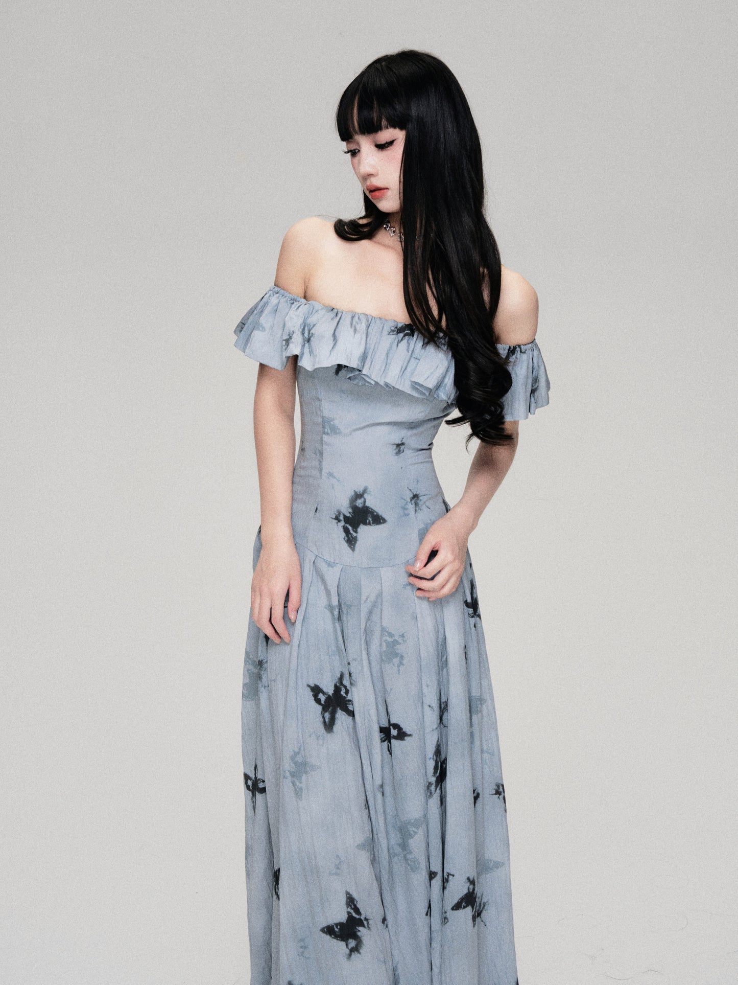 Off-the-shoulder Butterfly Ruffle Dress