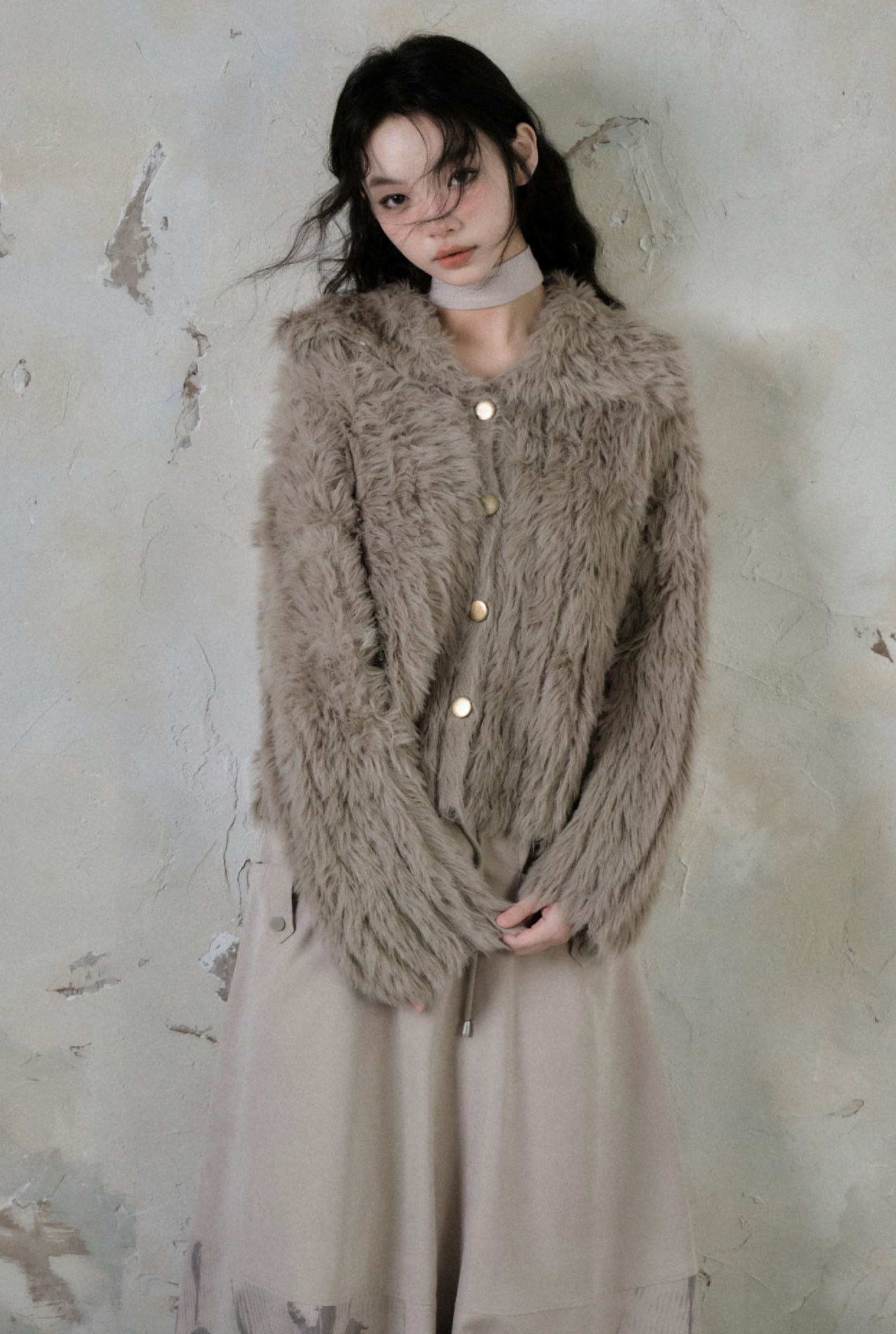 Imitation mink wool sweater cardigan jacket