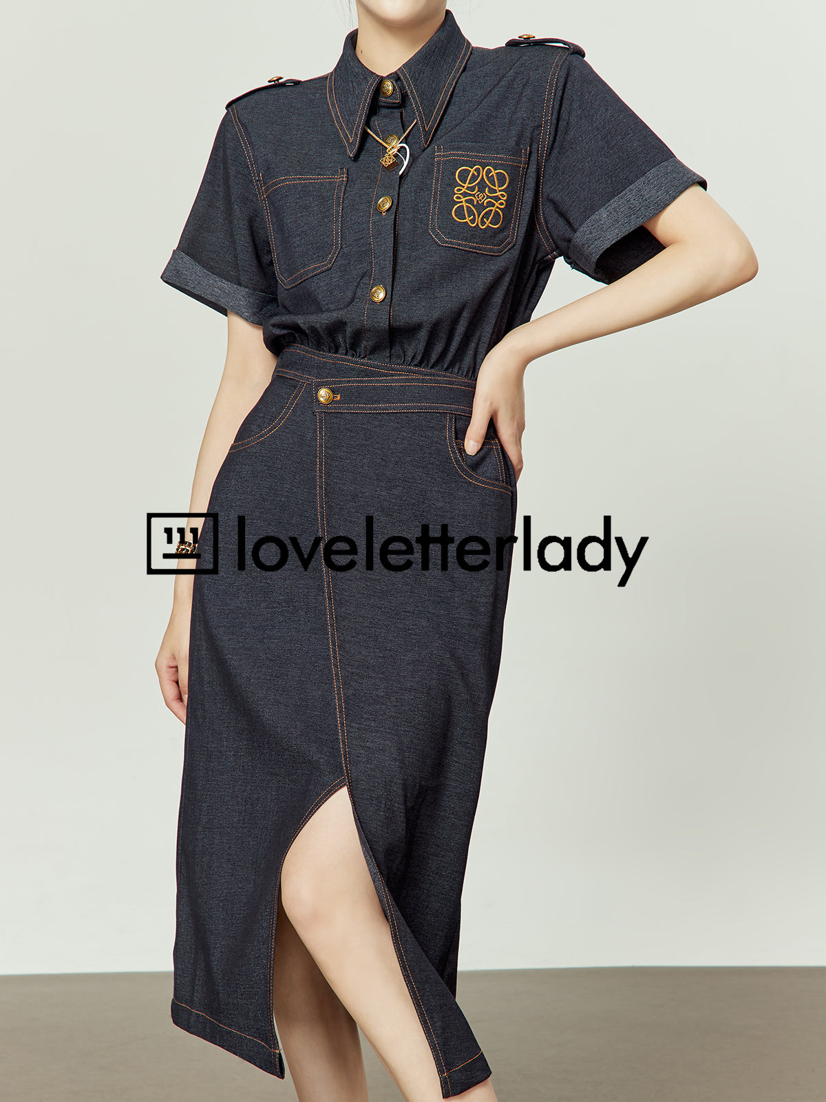 Slim Retro Denim Dress