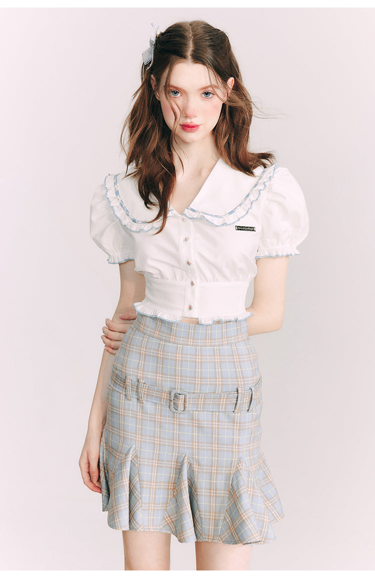 Plaid Slim Short  Length Skirt