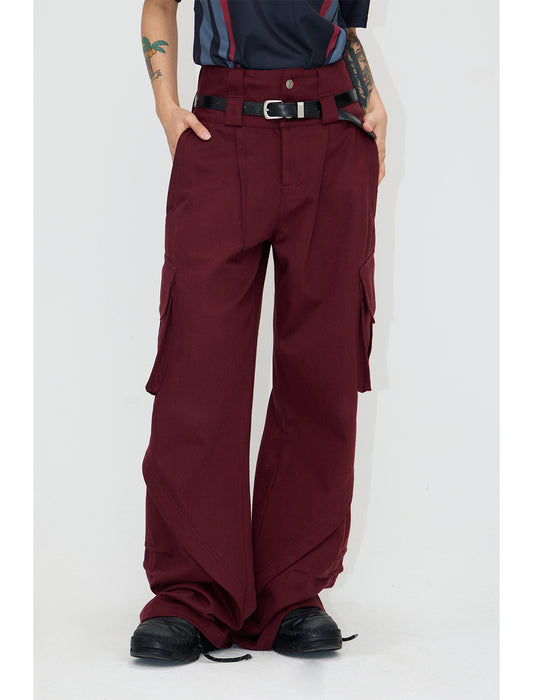 Multi-pocket double waist cargo pants