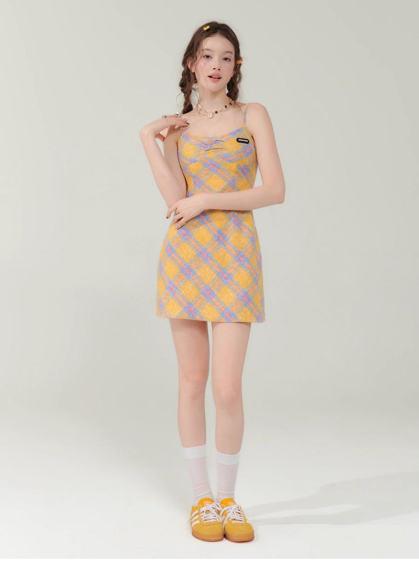 Checkered Slim Suspender Dress