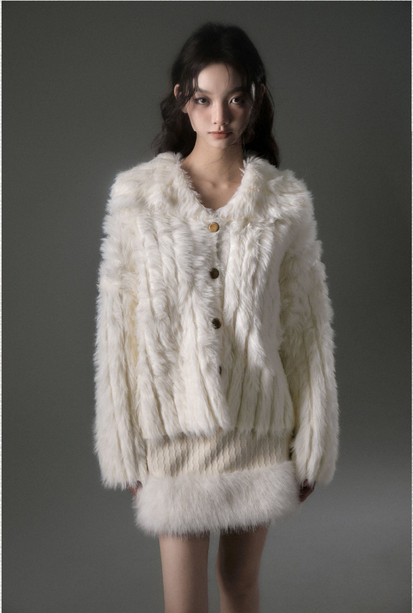 Imitation mink wool sweater cardigan jacket