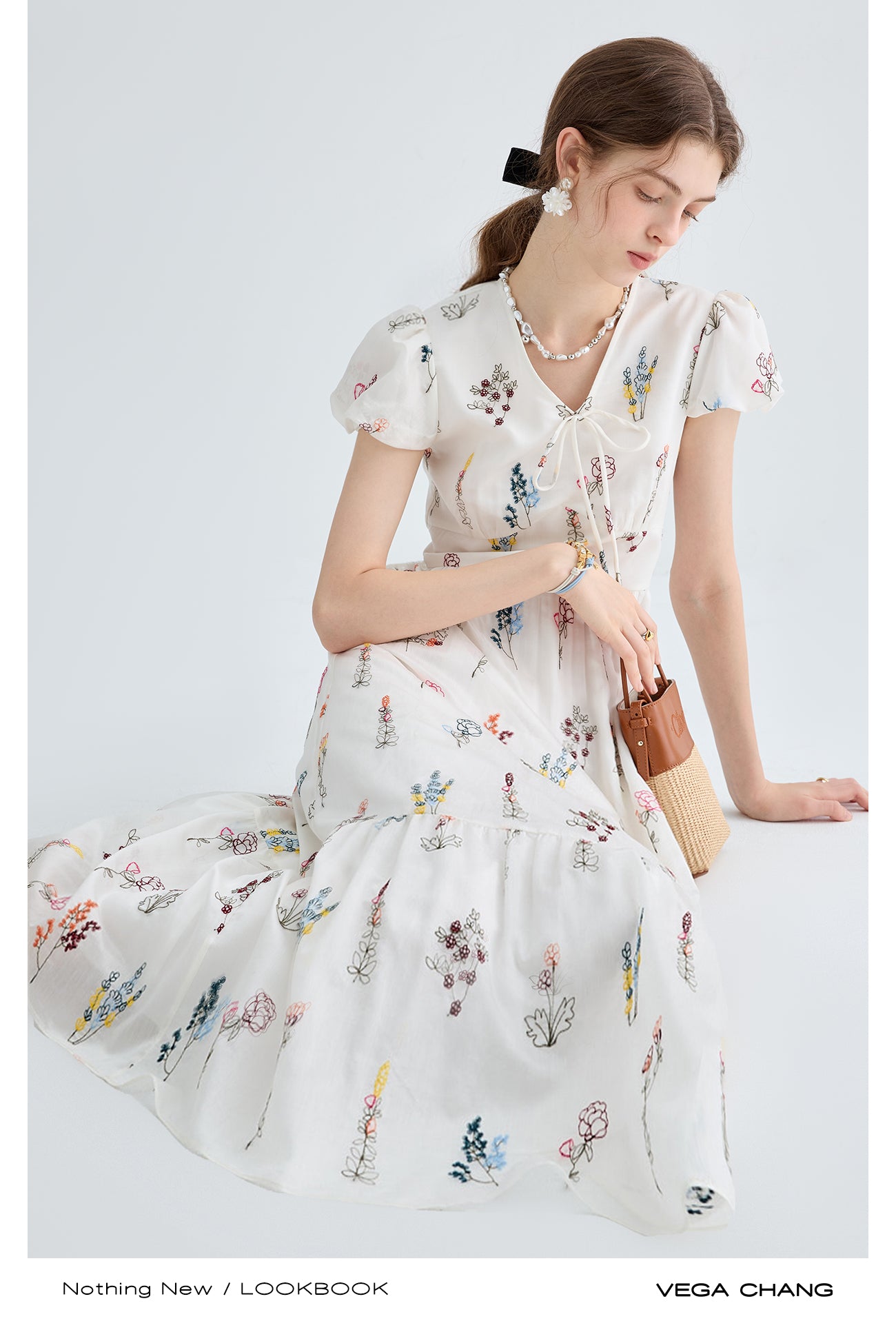 Puff Sleeve Floral Pattern Dress