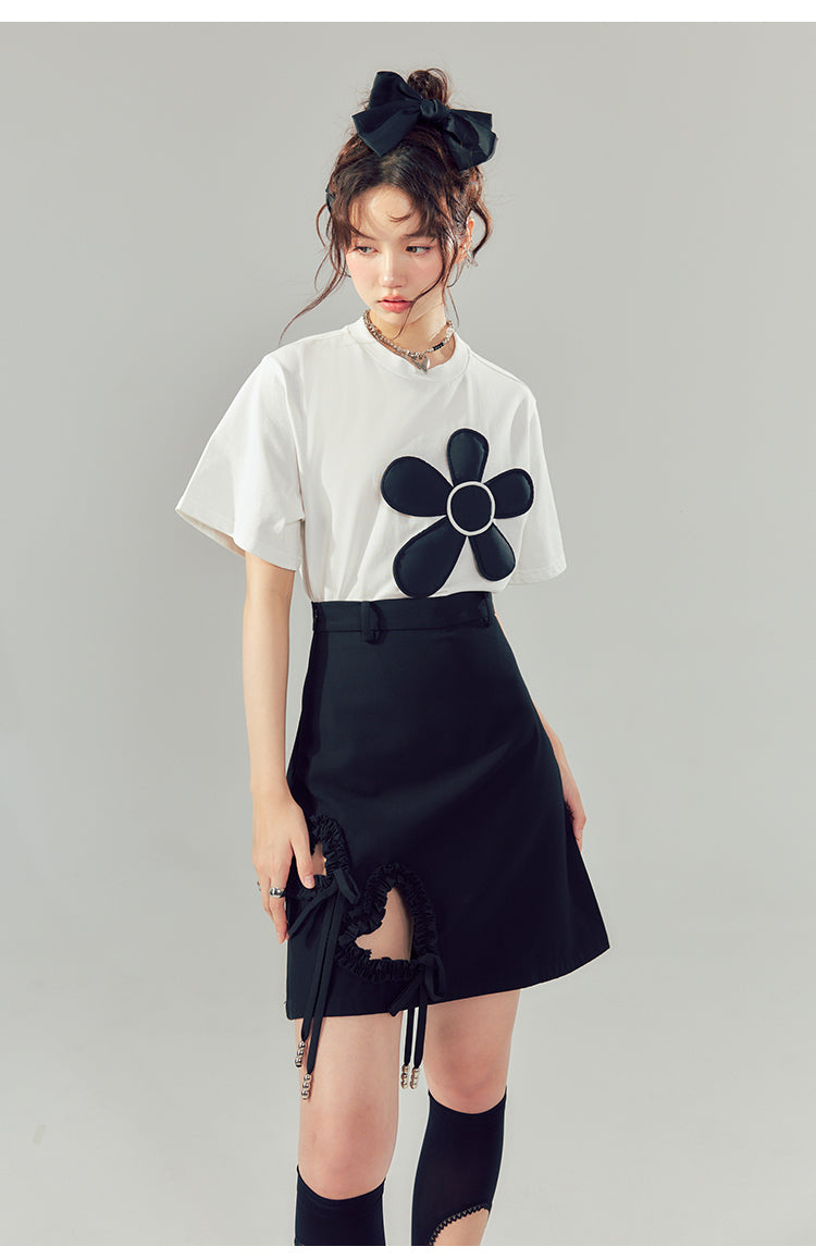 Flower Design Cotton T-Shirt