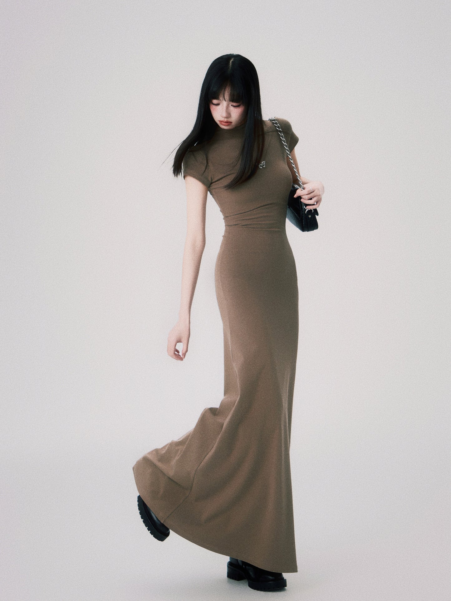 Slim fit long high-end knit dress