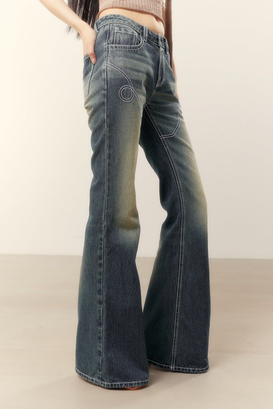 Embroidered Skinny Bootcut Flared Jeans