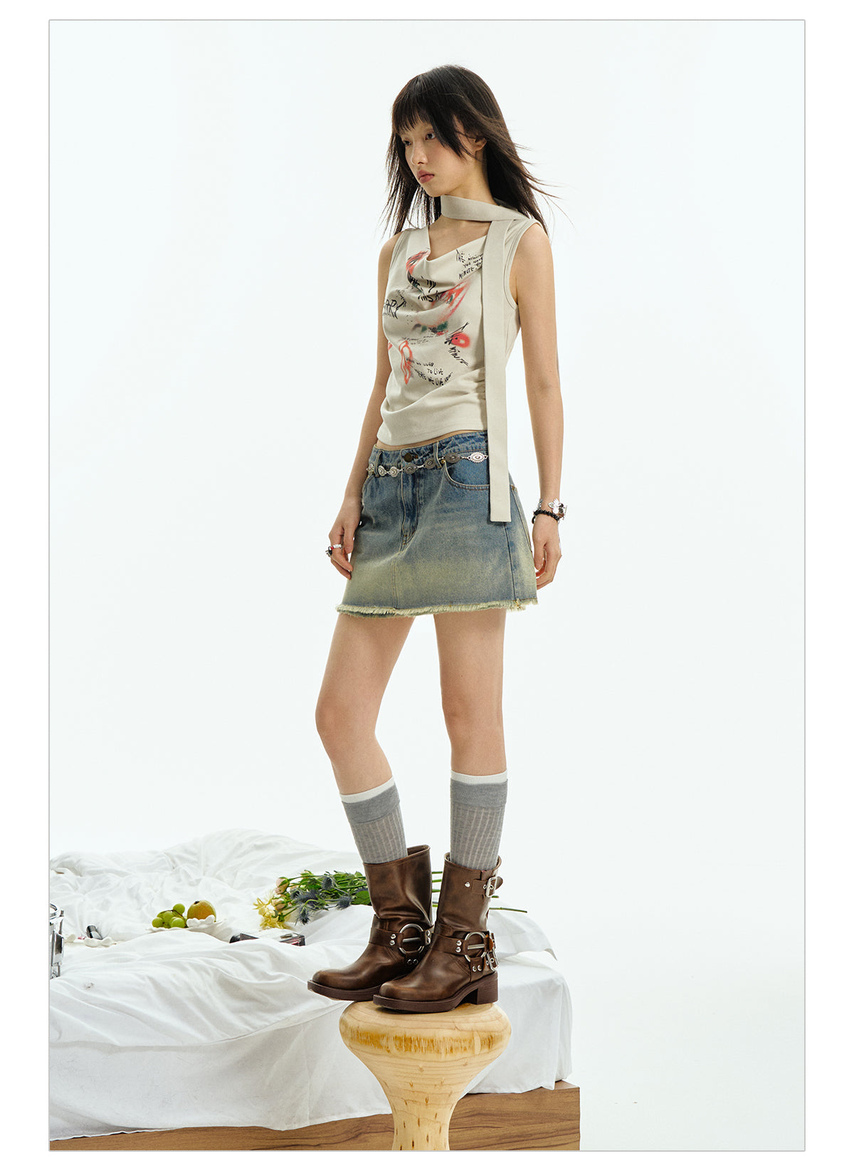 Sleeveless Shirt Floral Pattern T-Shirt