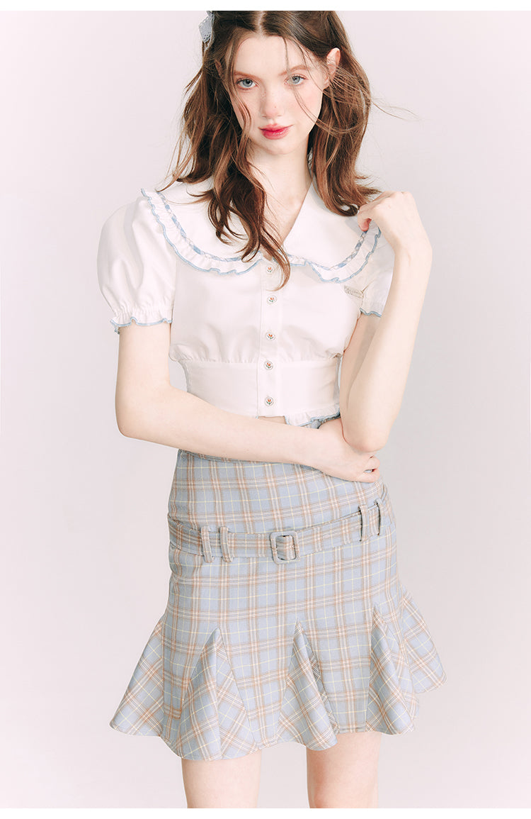 Plaid Slim Short  Length Skirt