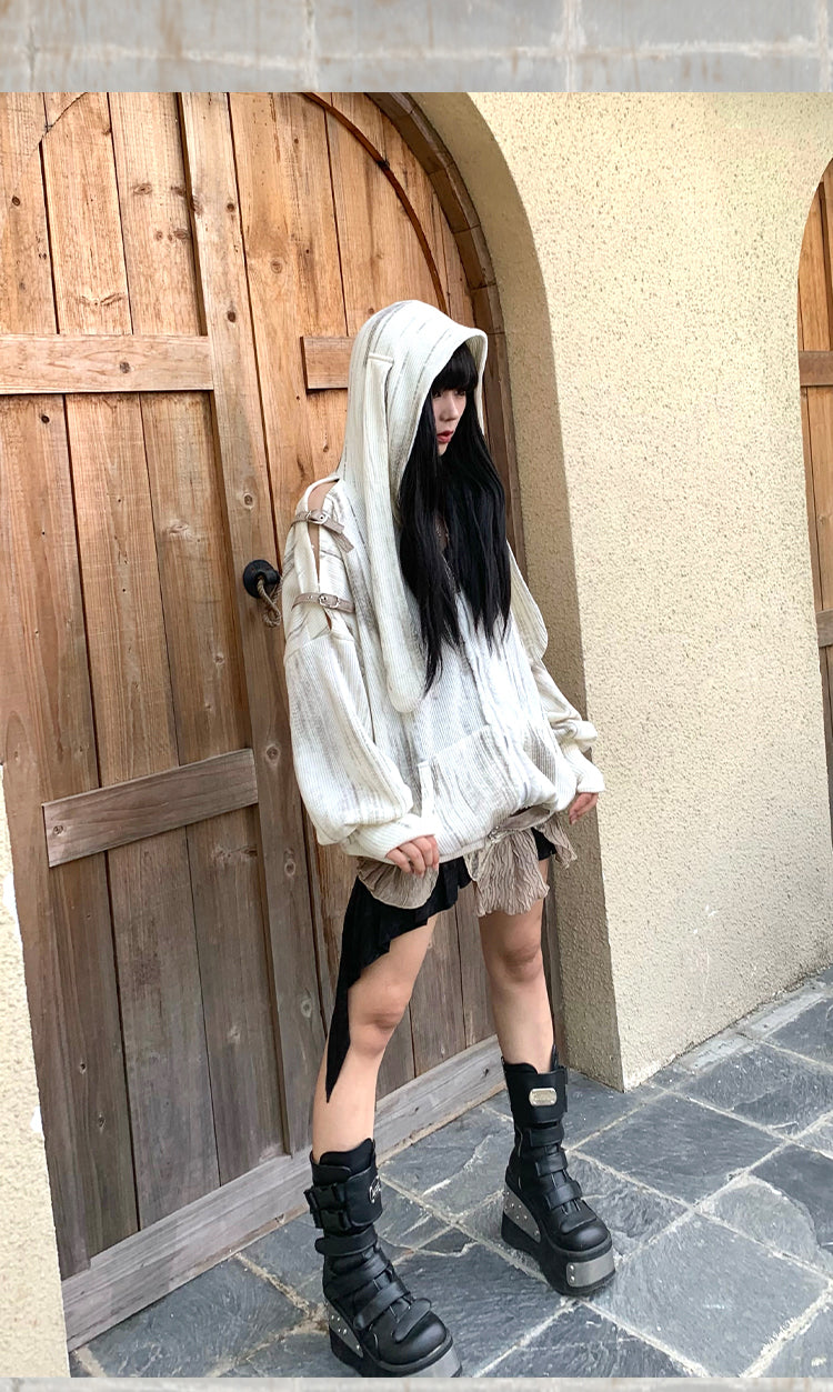 Loose Fit Rabbit Ear Hooded Hoodie