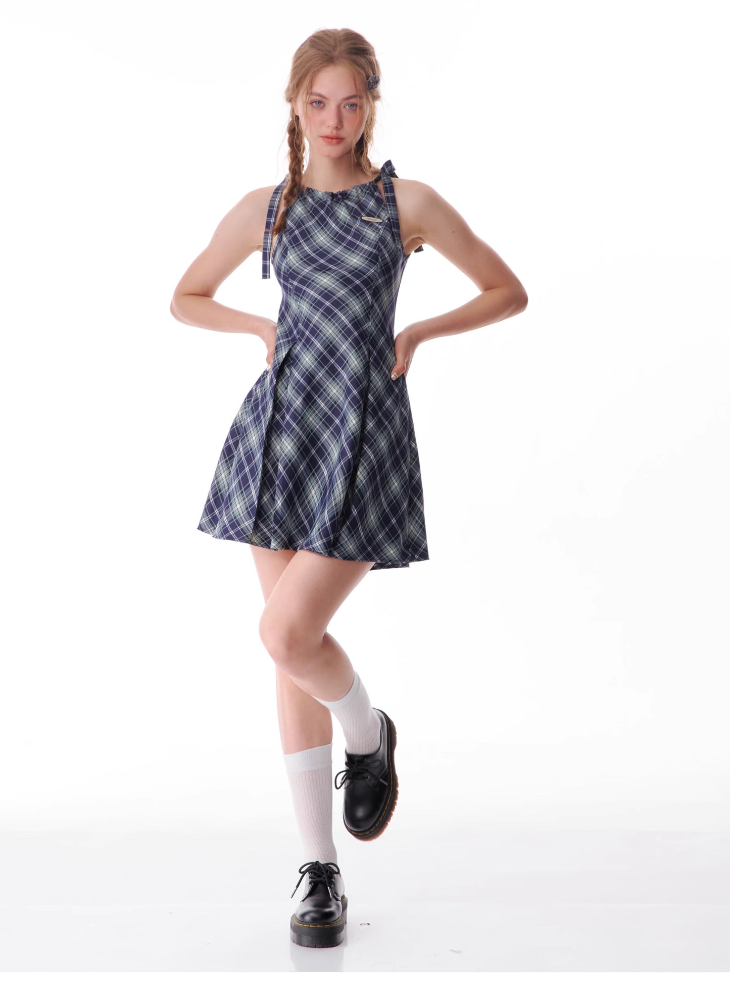 Checkered Suspender Dress