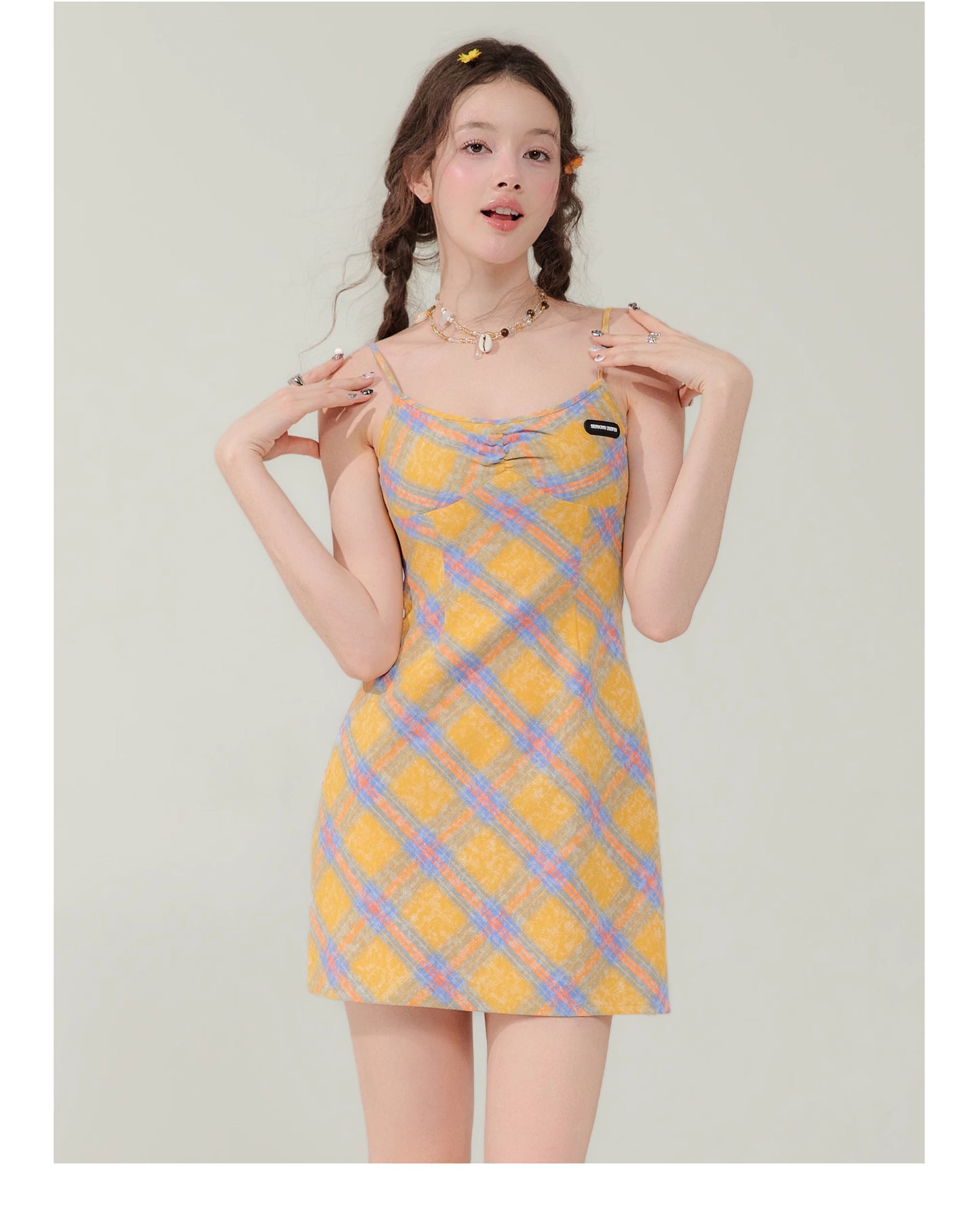 Checkered Slim Suspender Dress