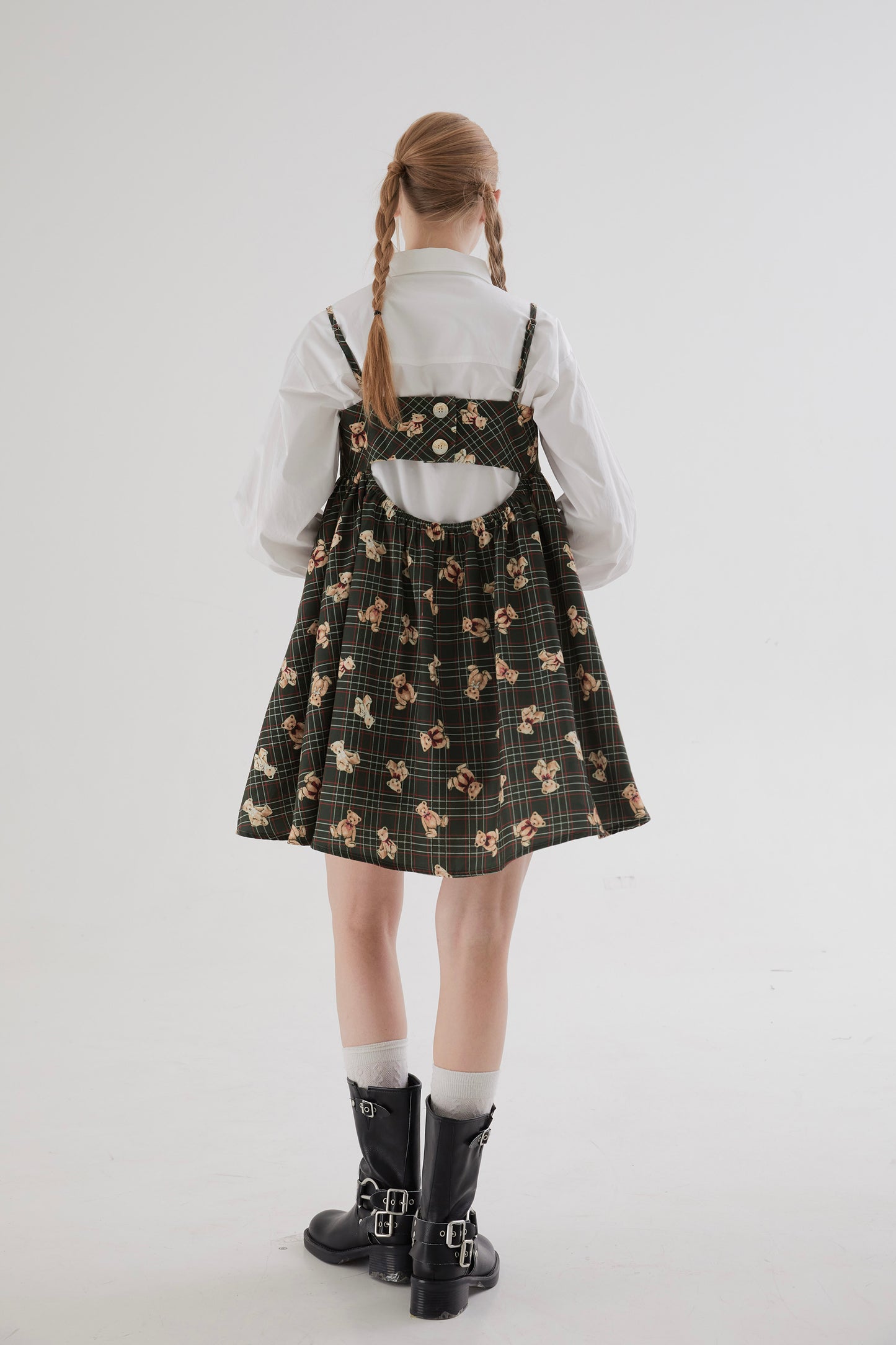 Square Neck Bear A-line Suspender Dress