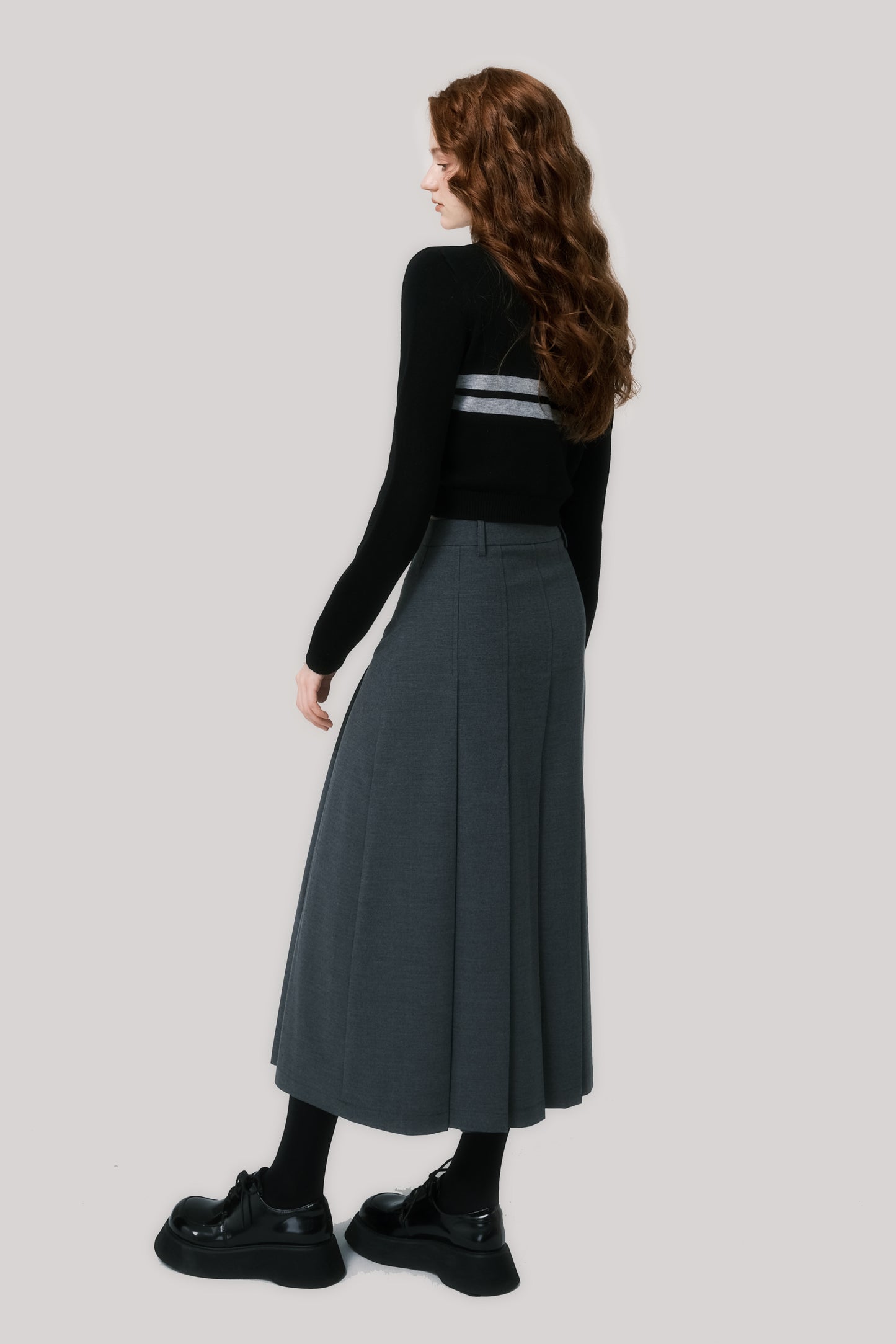 Pleated Long Length Skirt