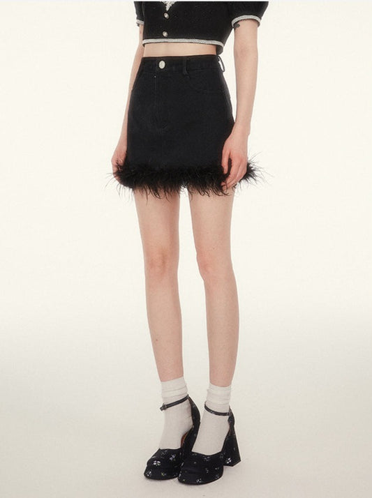 Feather high-end A-line skirt