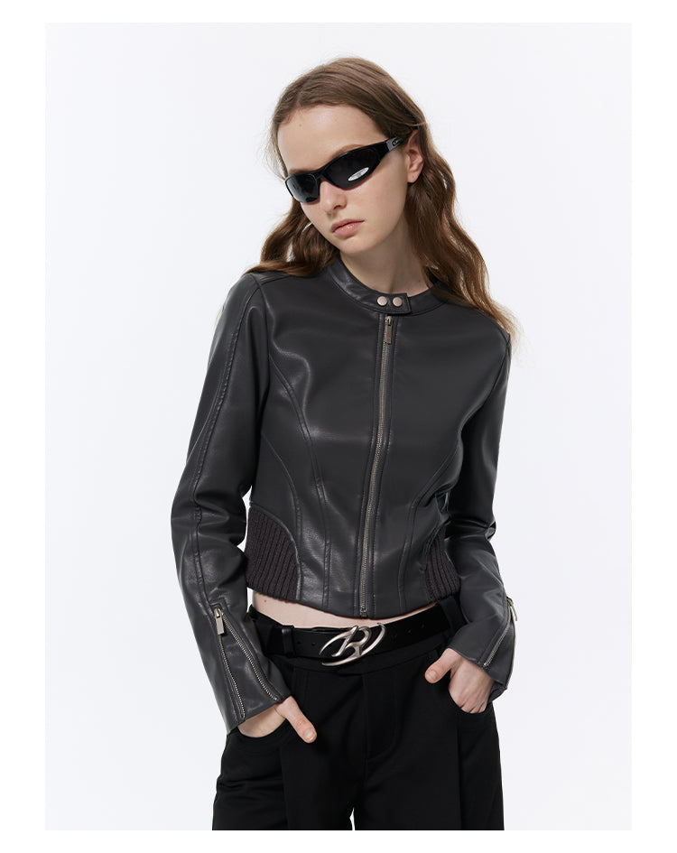 Slim Fit Short Length Niche Design Leather Jacket