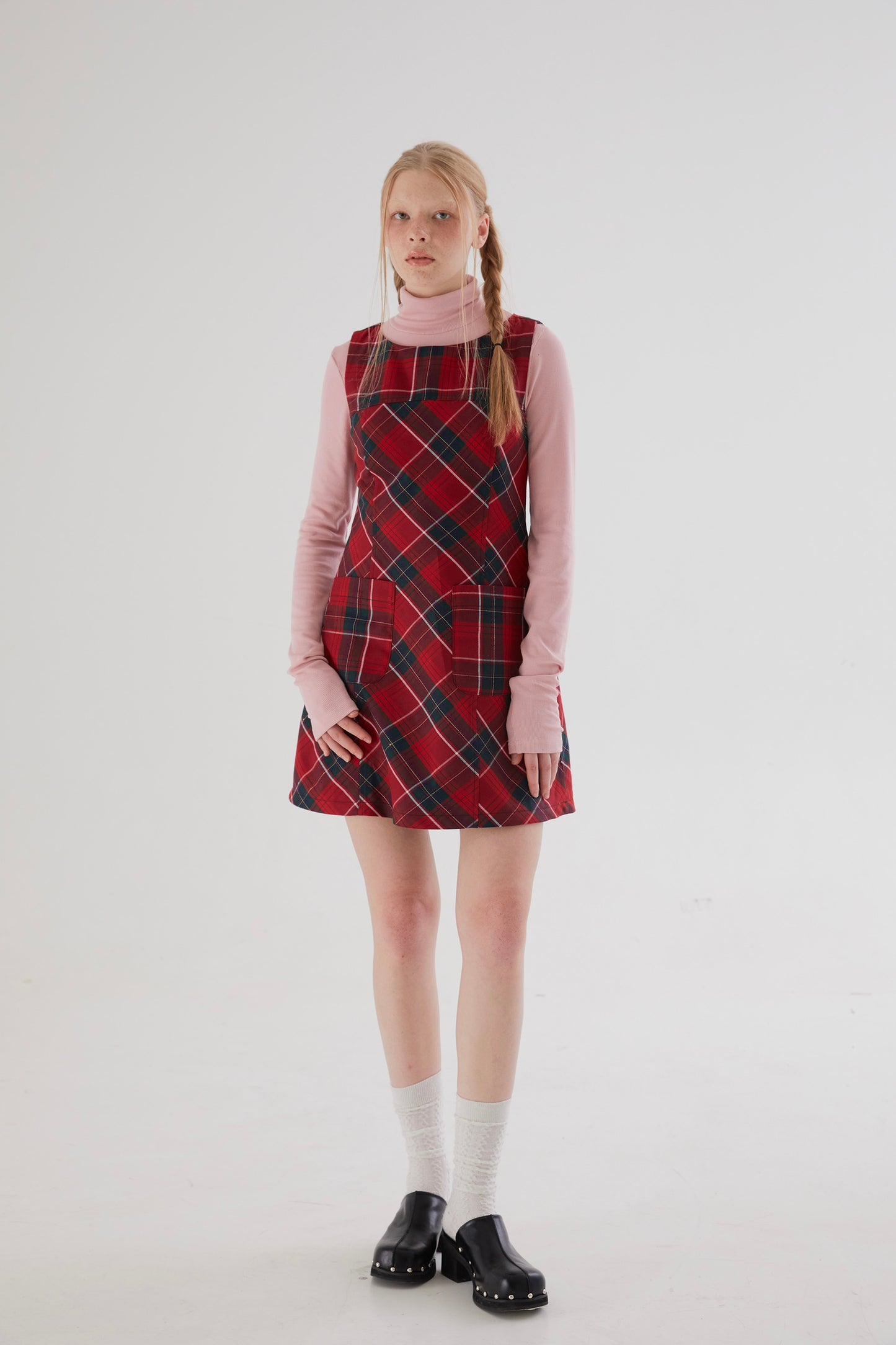 Girly Plaid A-line Vest Dress