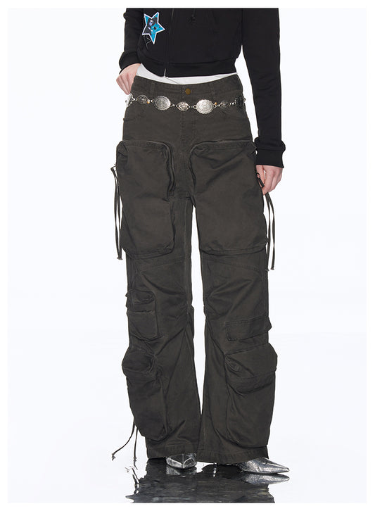 Loose Fit American Retro Multi Pocket Cargo Pants