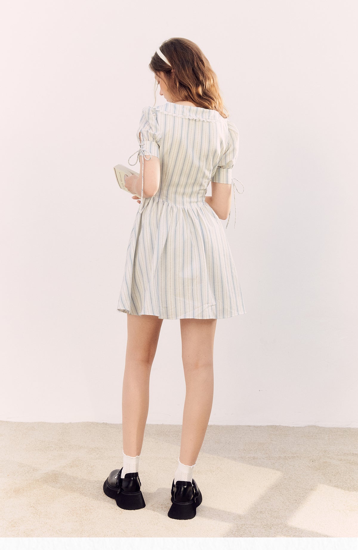 Girly Style Blue Stripe Shirt Dress