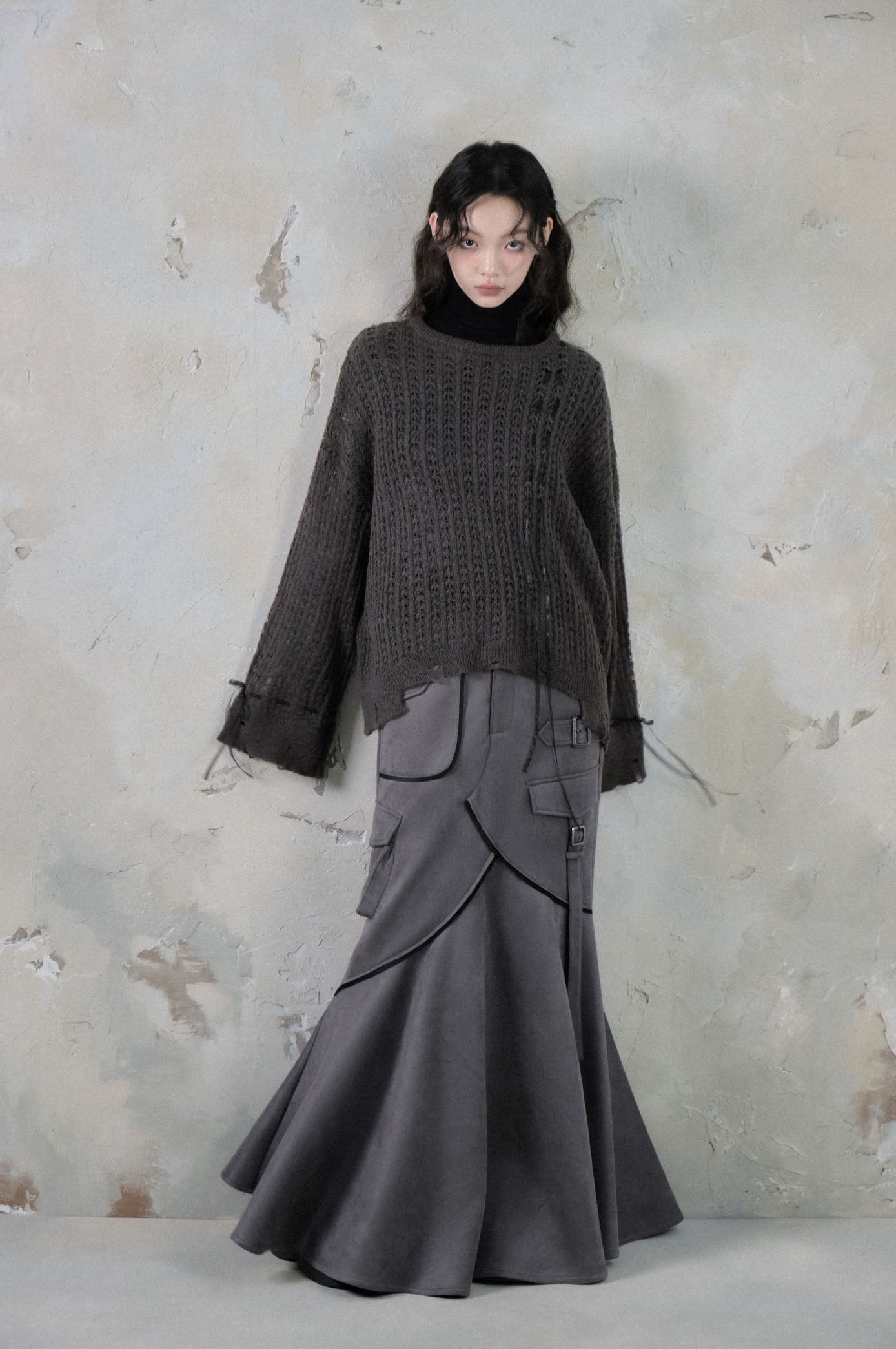 Mountain Smoke Mohair Perforated Loose Sweater