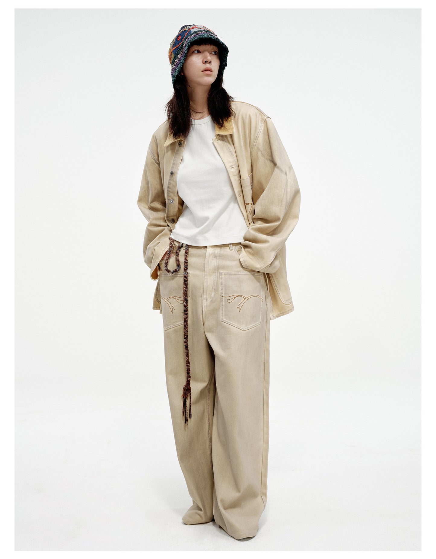 Patch Pocket Loose Wide Leg Pants