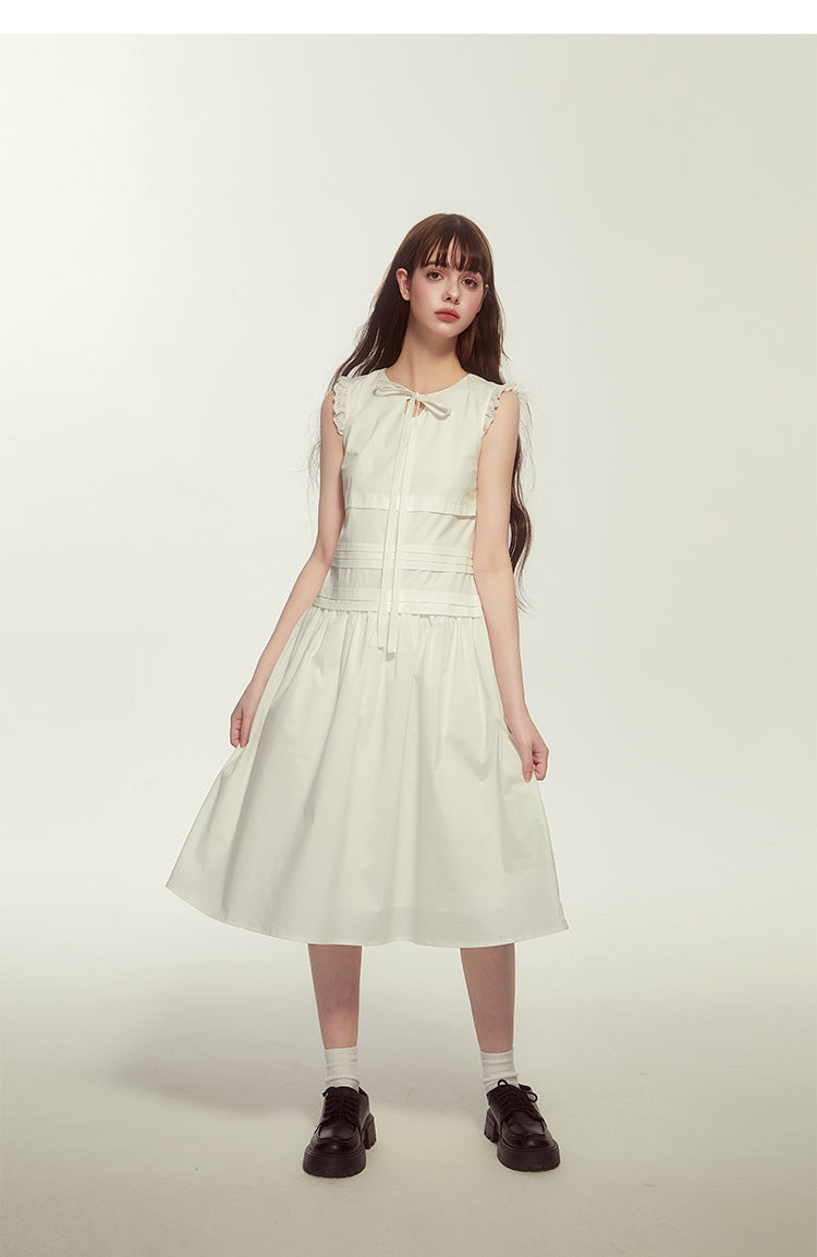 French Pleated Sleeveless Dress