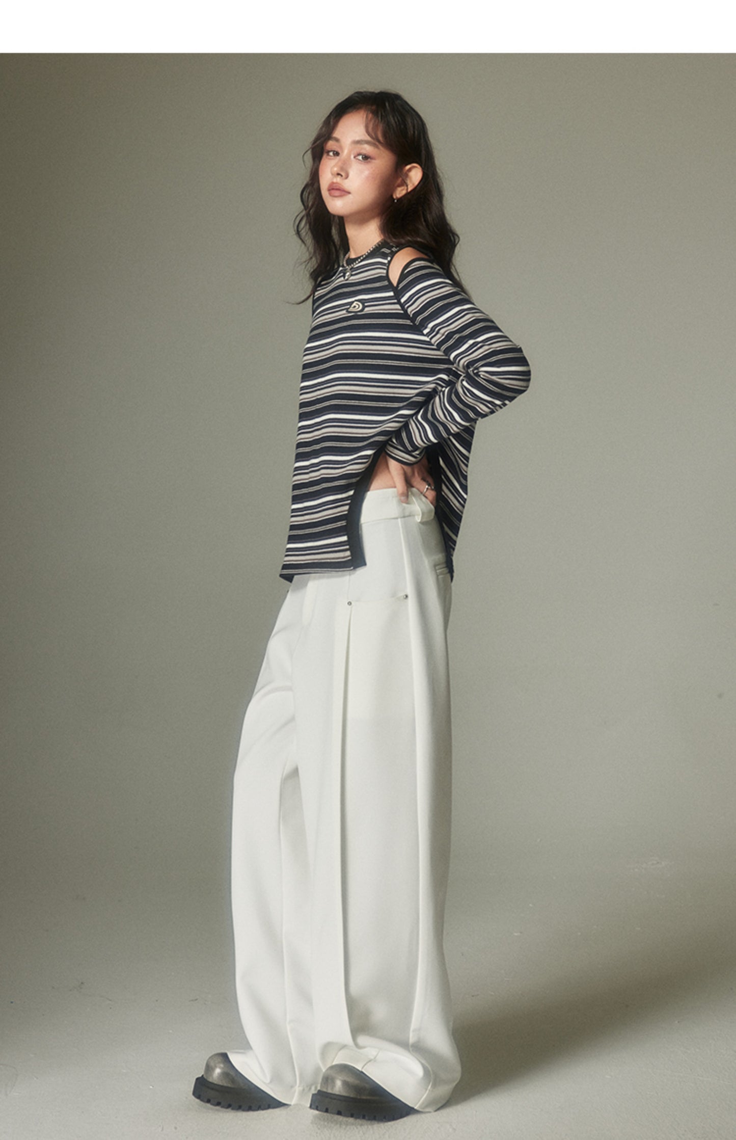 Wide Leg Straight Draped Pants