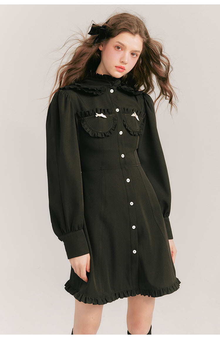 French Girly Slim Fit Shirt Dress