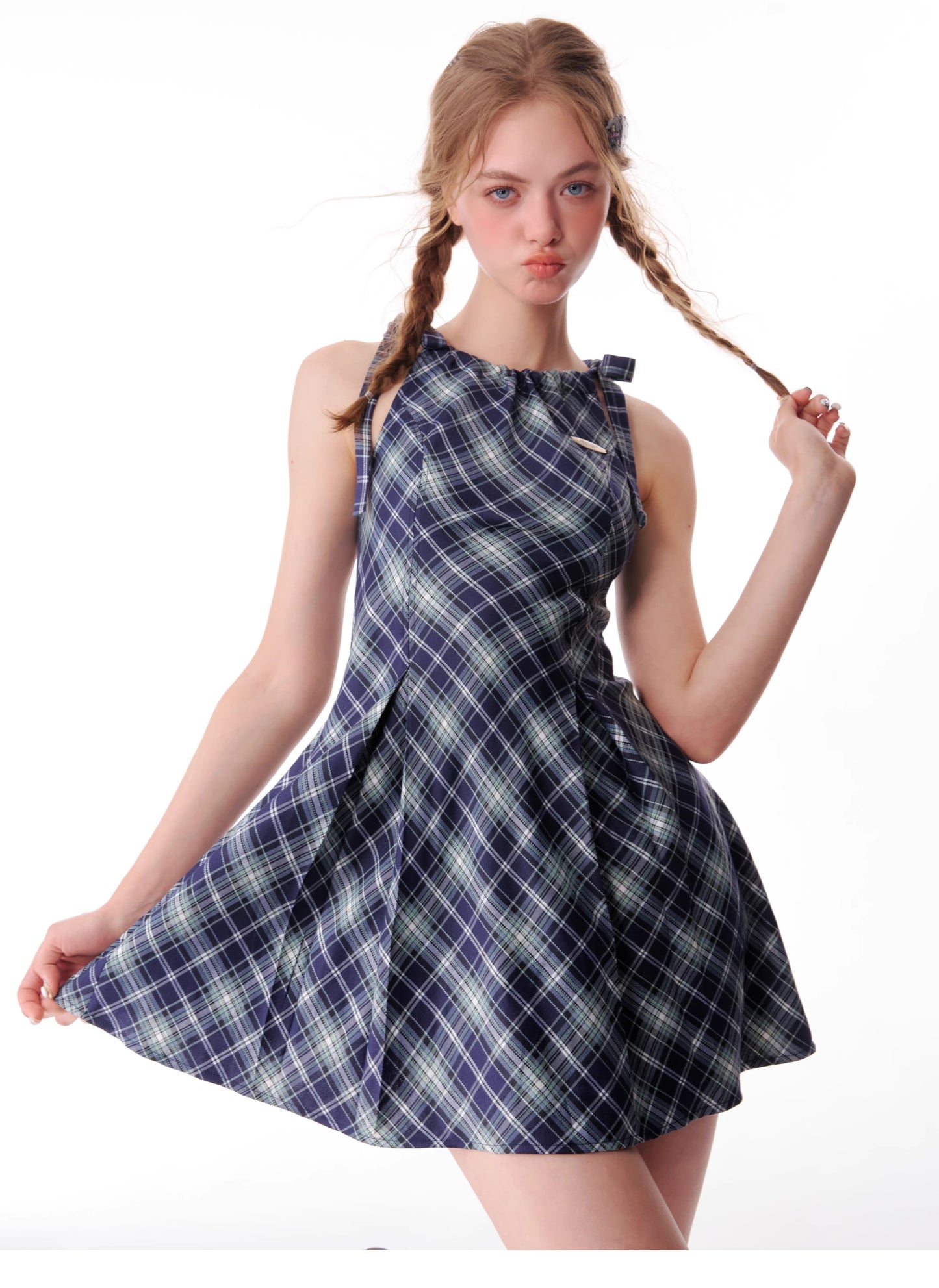 Checkered Suspender Dress