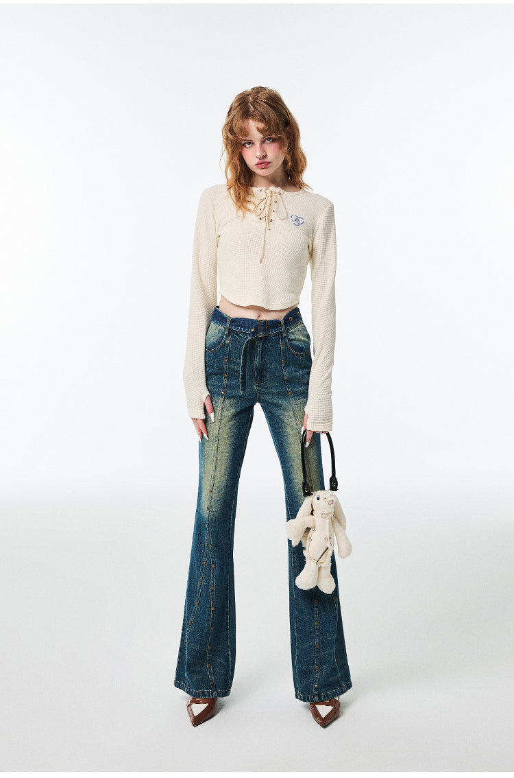 Washed High Waist Straight Wide Leg Jeans