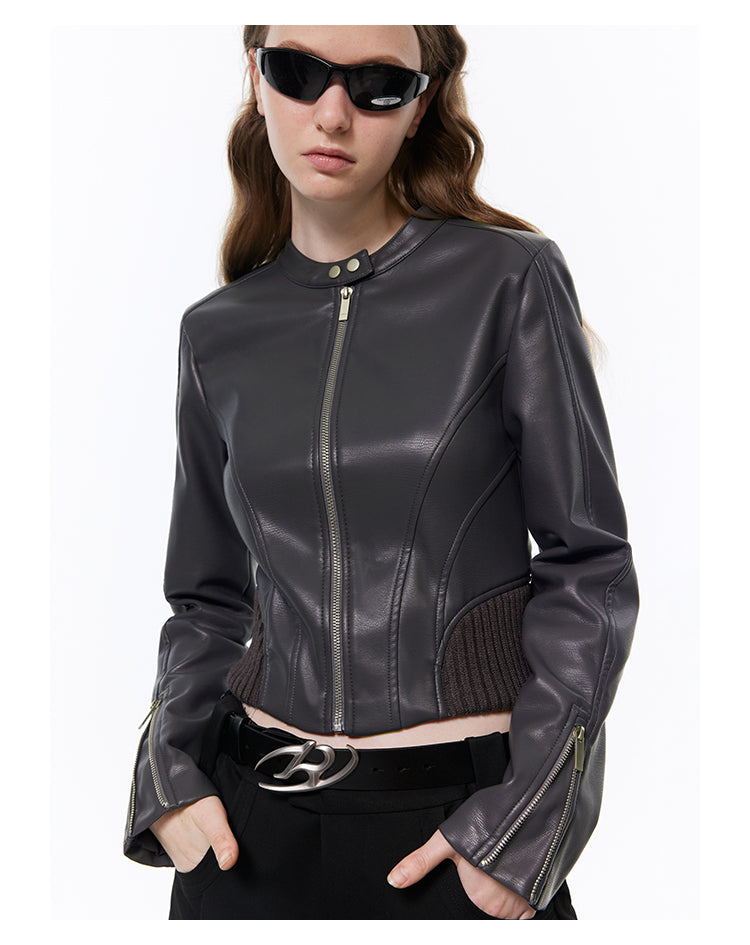 Slim Fit Short Length Niche Design Leather Jacket