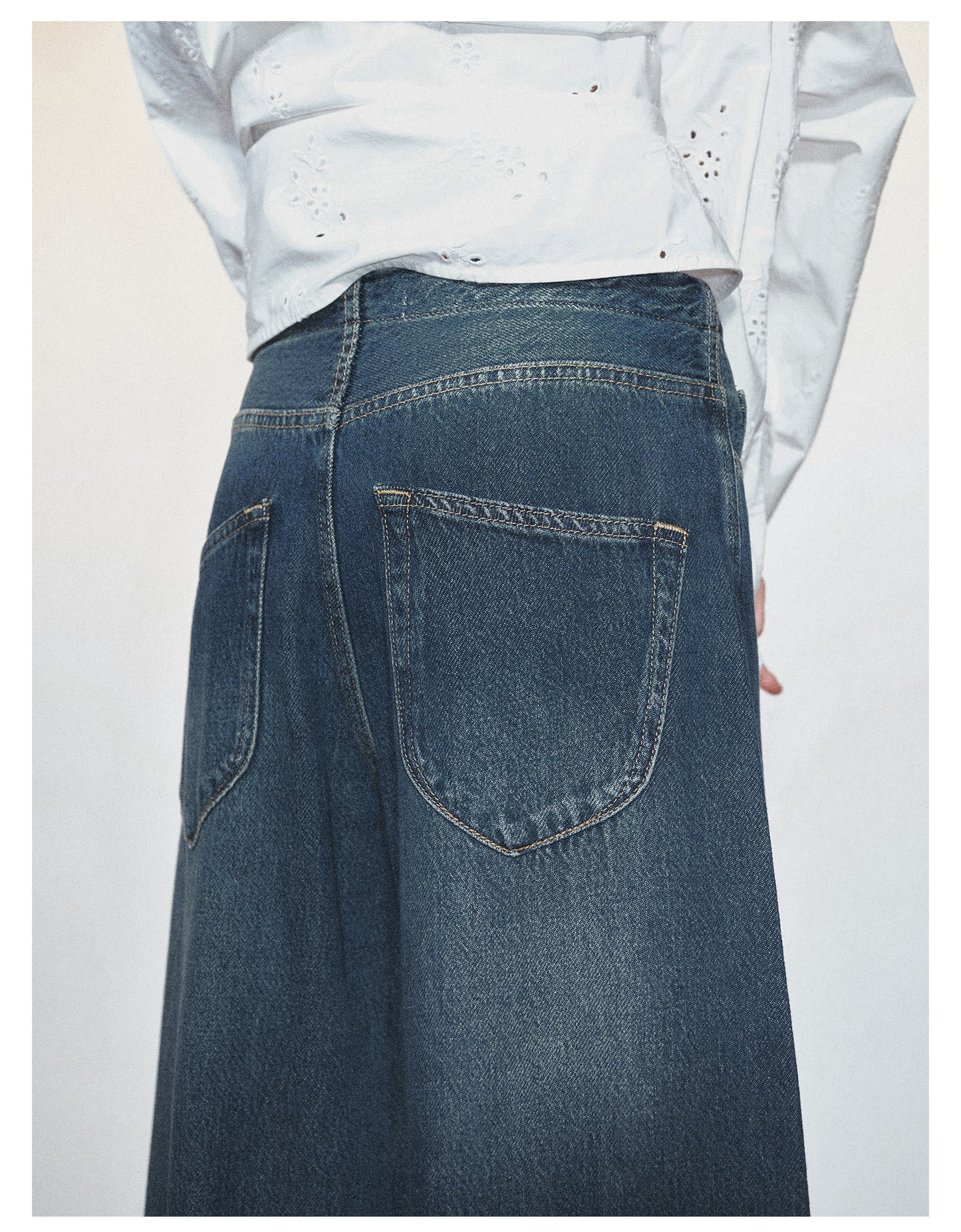 Retro Loose Wide Leg Drawstring Denim Pants