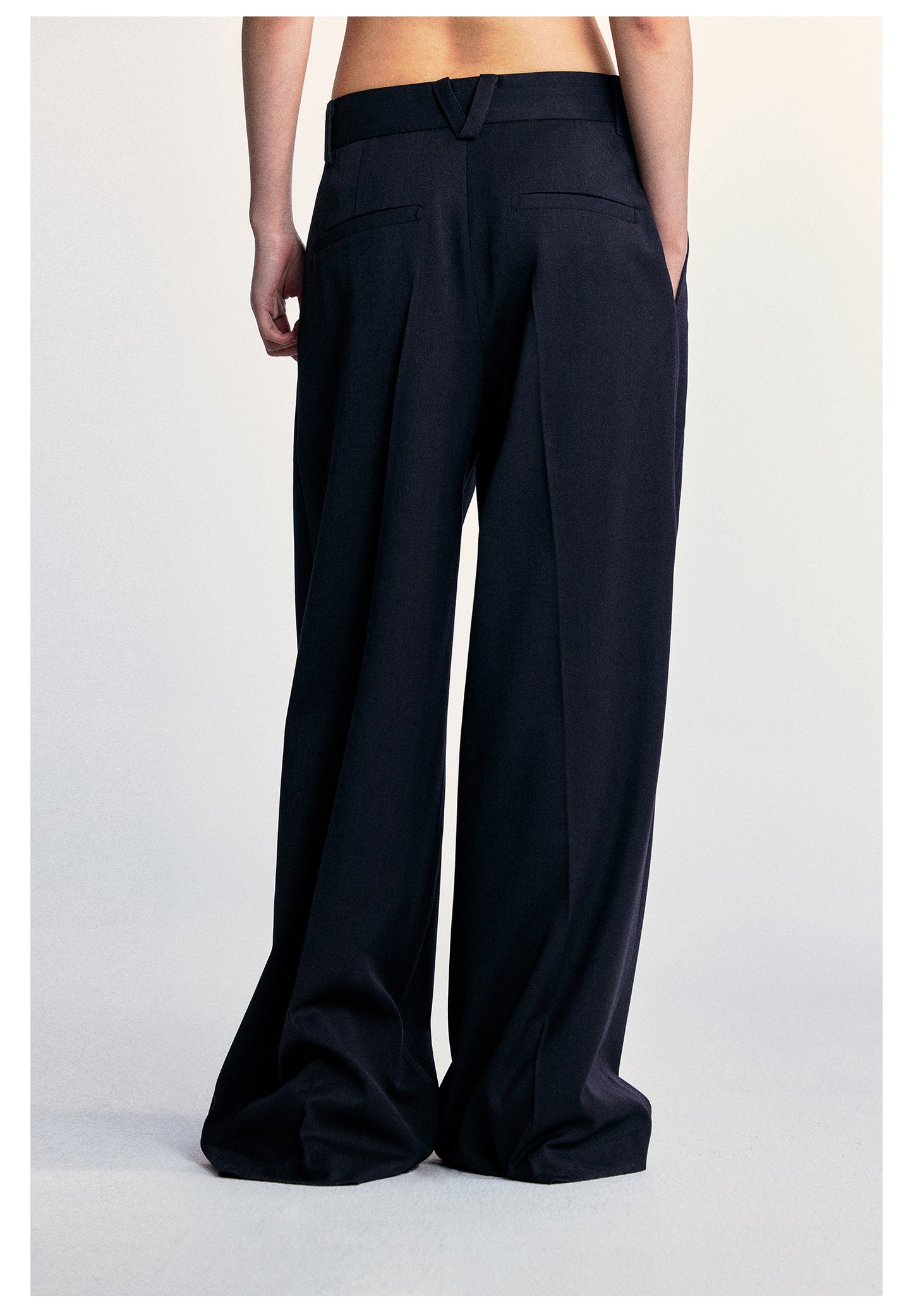 Blended Wool Straight Waist Wide Leg Pants