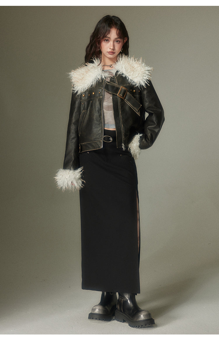 Retro Fur Leather Jacket