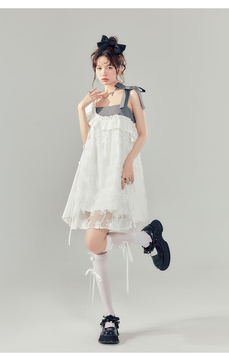 Original Design Ruffle Suspender One-piece