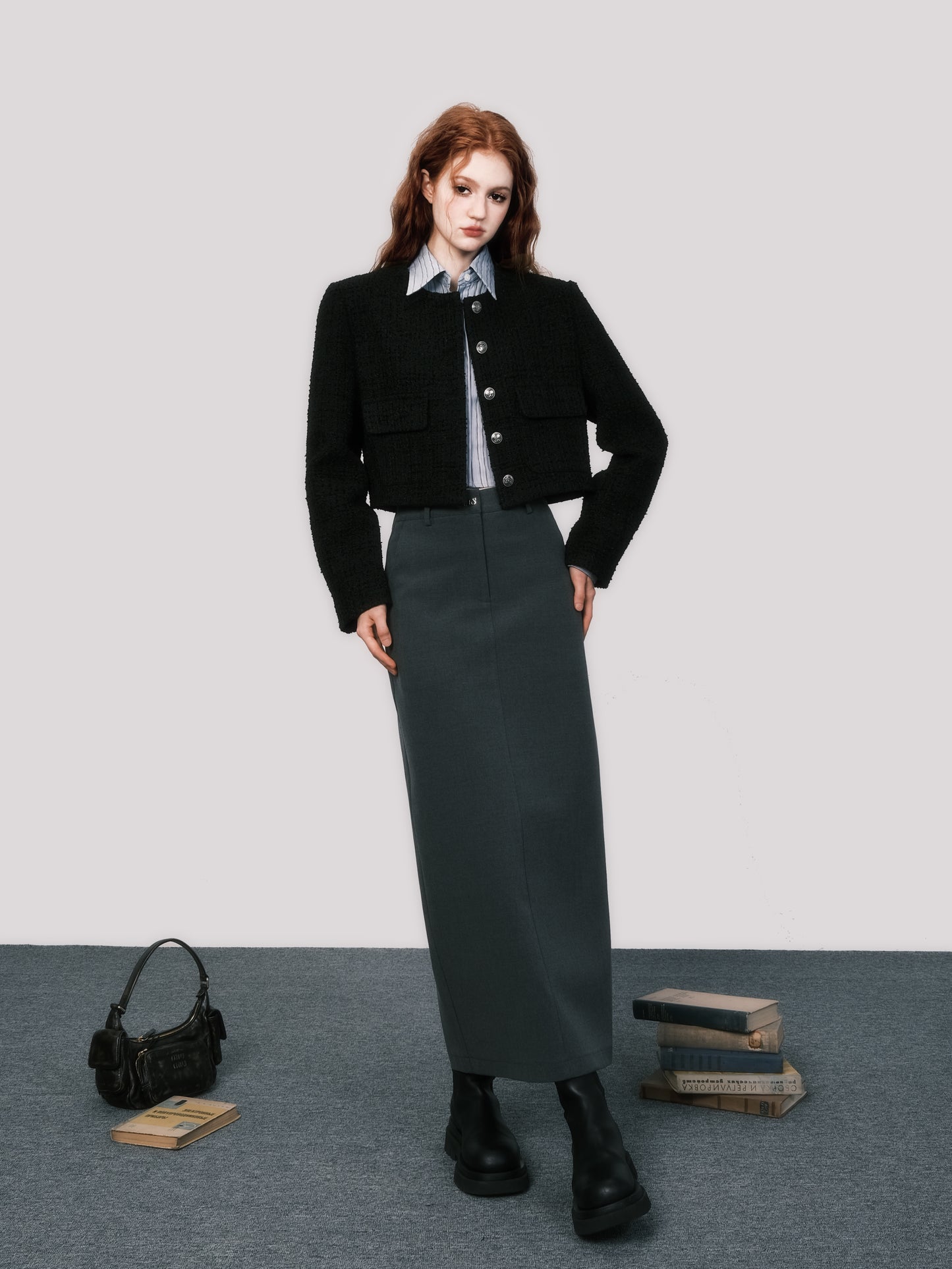 Slim Fit A-Line Long Skirt