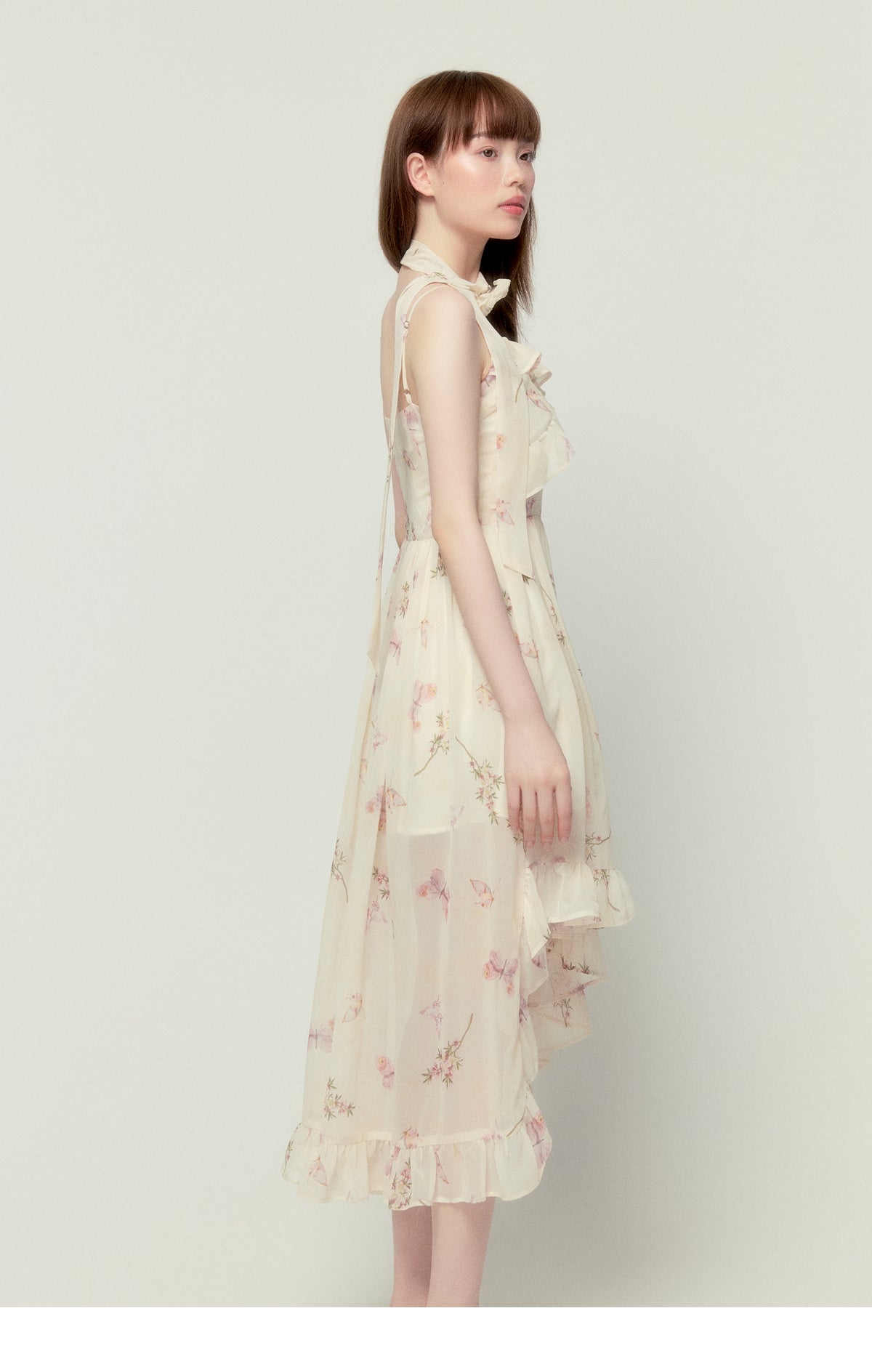 Chiffon Floral Pattern Suspender Skirt