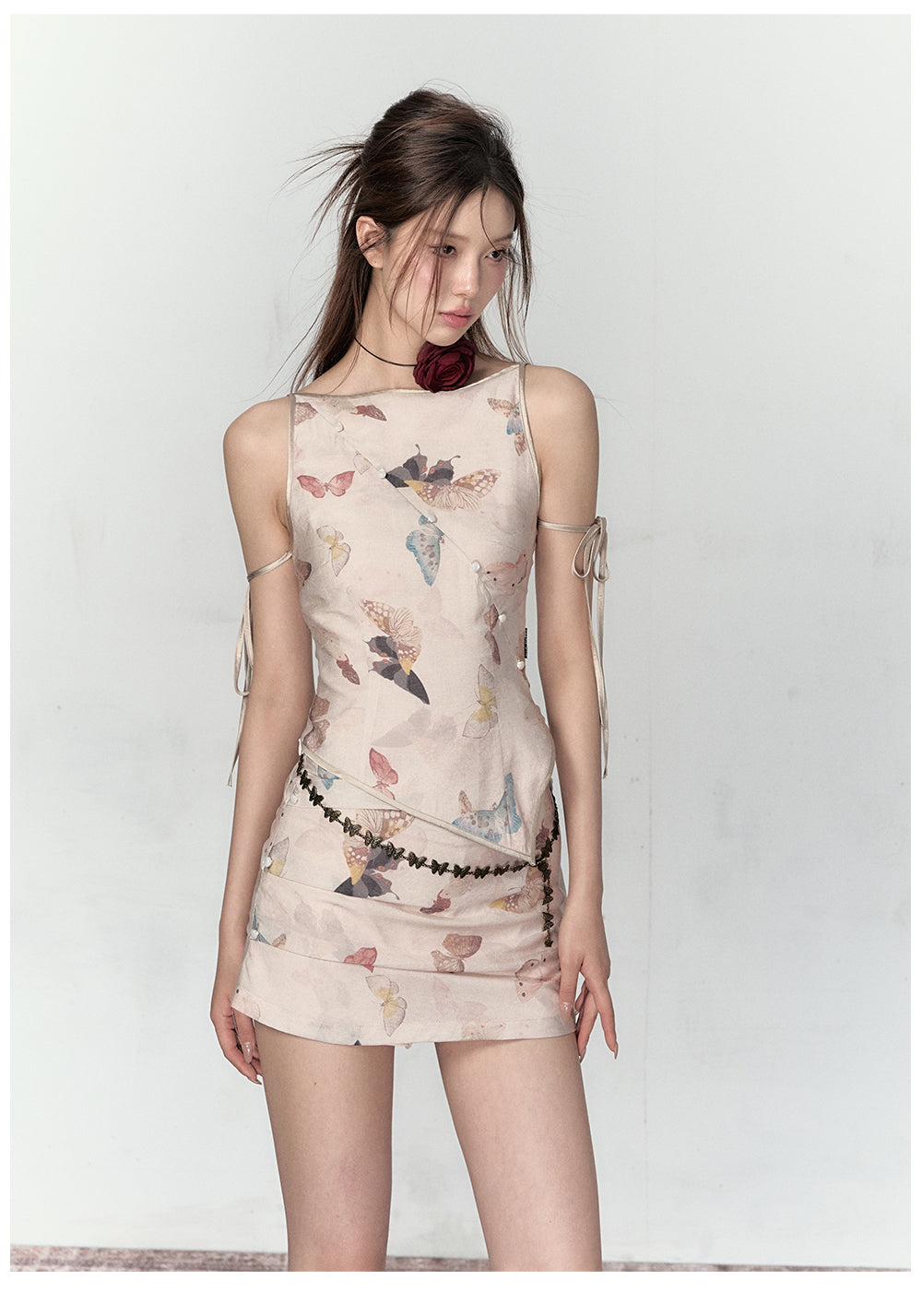 Butterfly Print Camisole and Skirt Setup