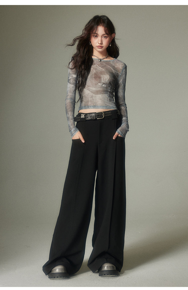 Wide Leg Straight Draped Pants