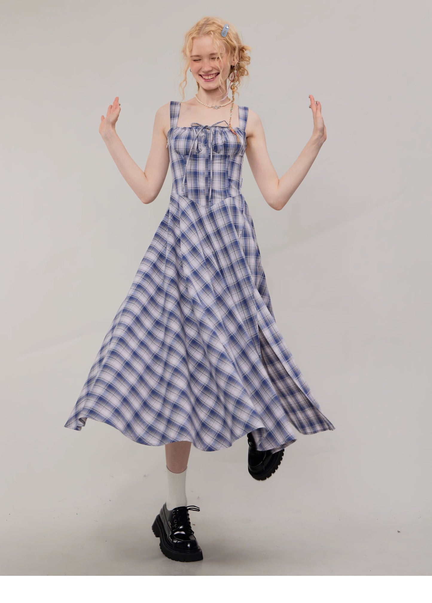 Suspender Plaid Dress