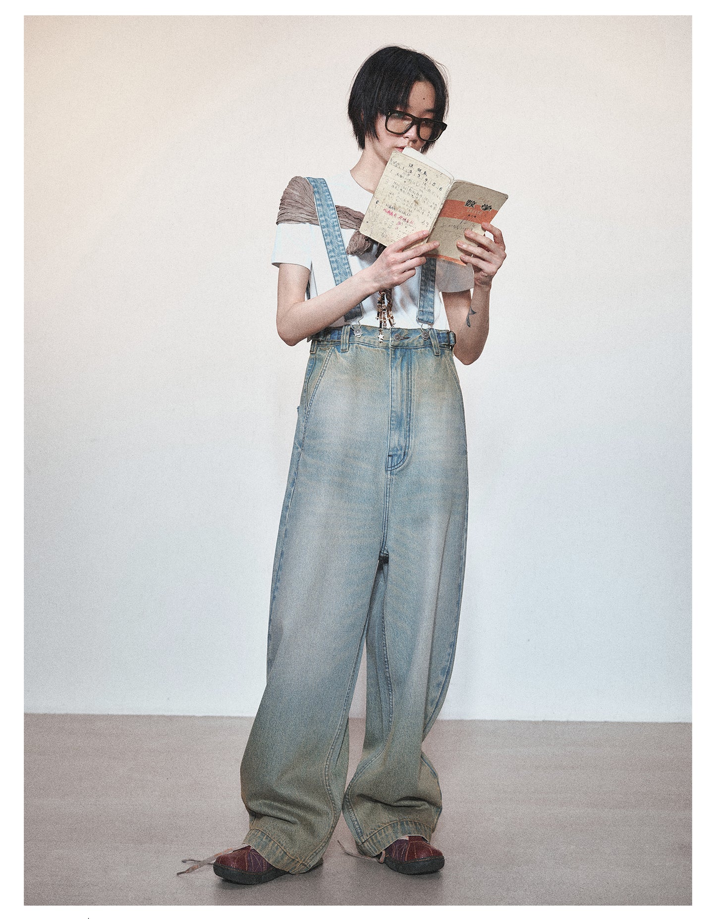 Retro Washed Casual Denim Suspender Pants