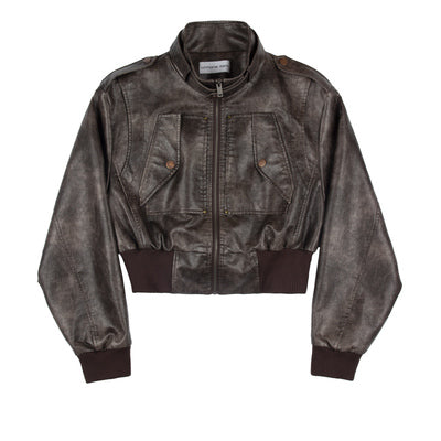 Retro Washed Damaged Leather Jacket