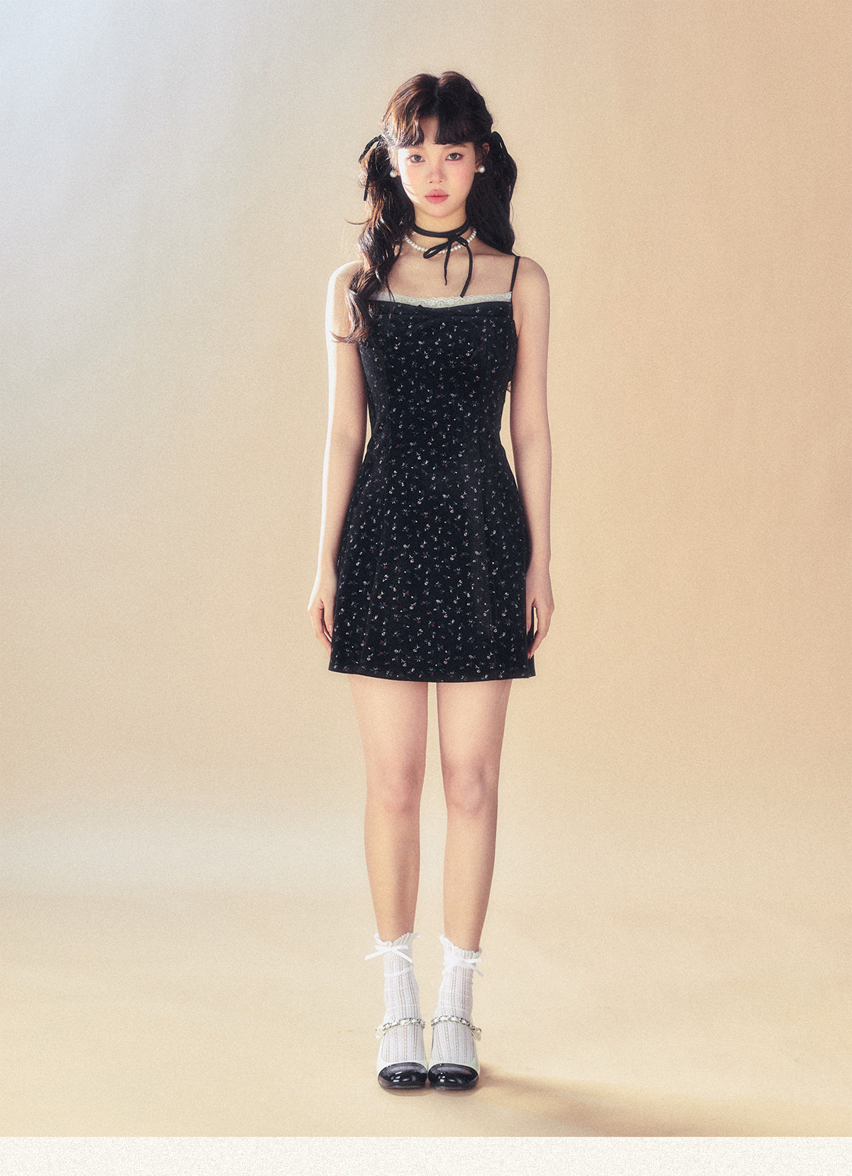 Retro Jacquard Suspender Dress