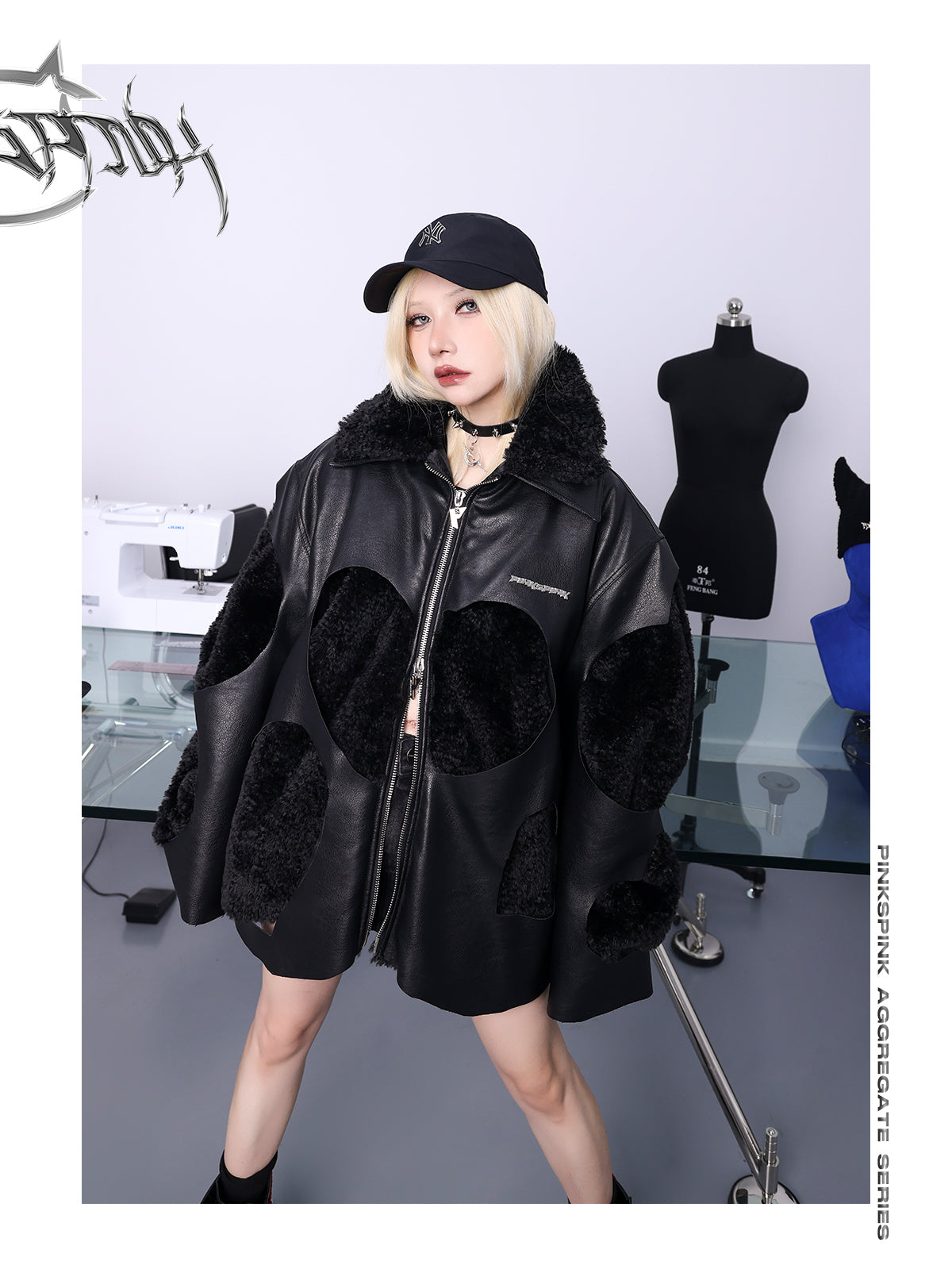 Heart Patch Fur Coat Jacket