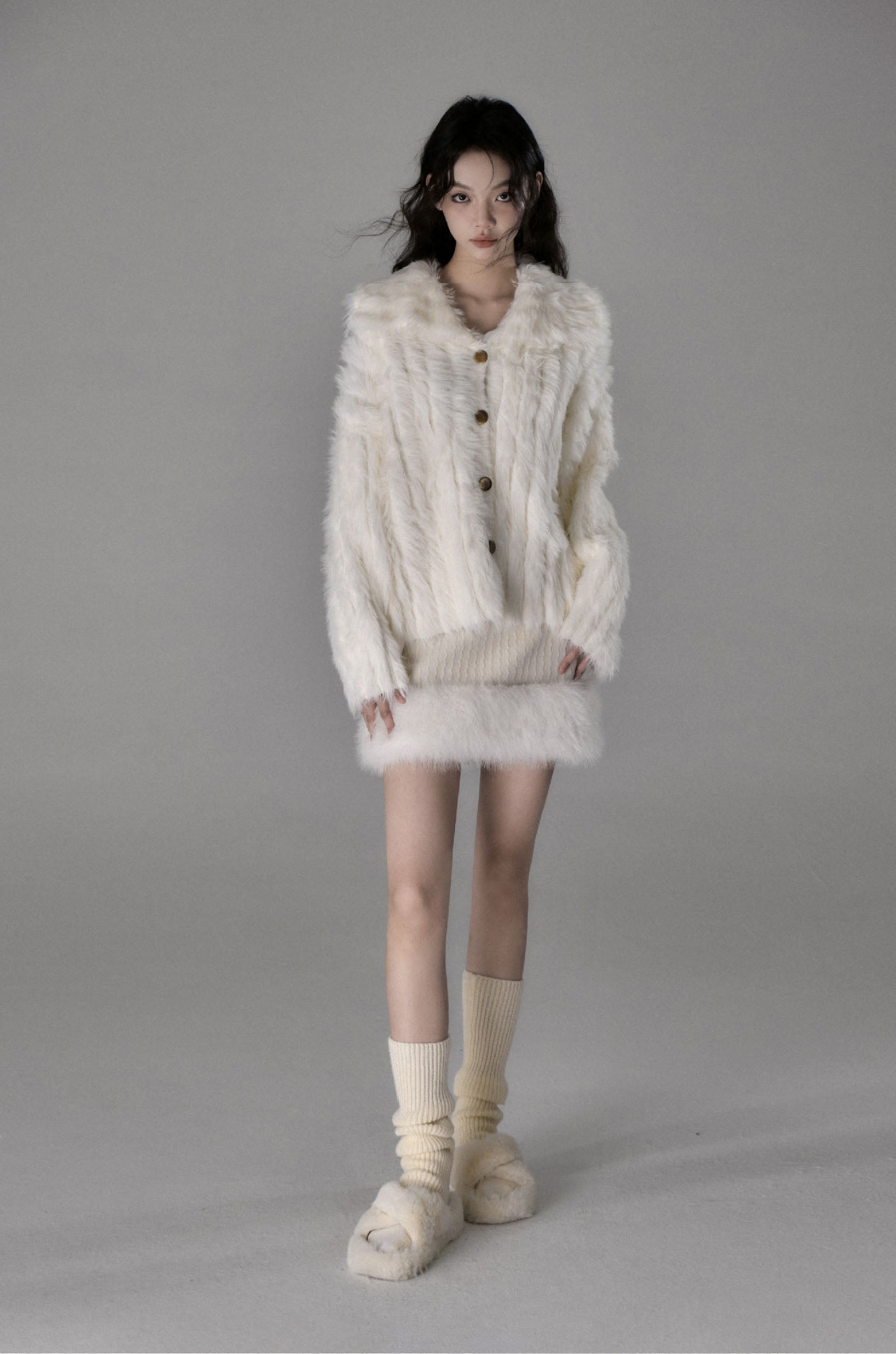 Imitation mink wool sweater cardigan jacket