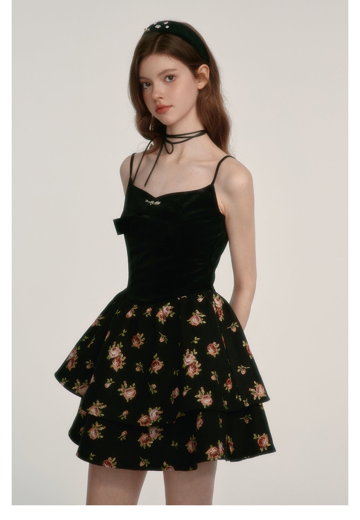 Retro skirt suspender dress