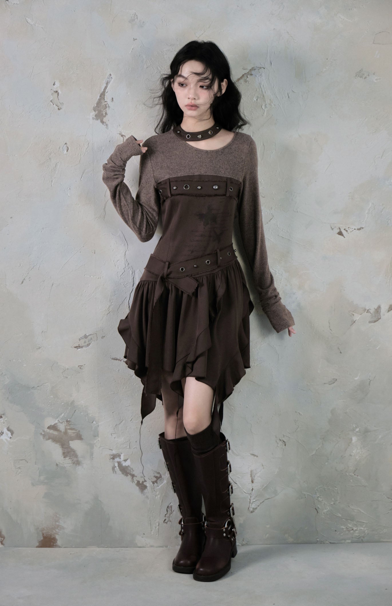 Butterfly Retro Irregular  Knit  Dress