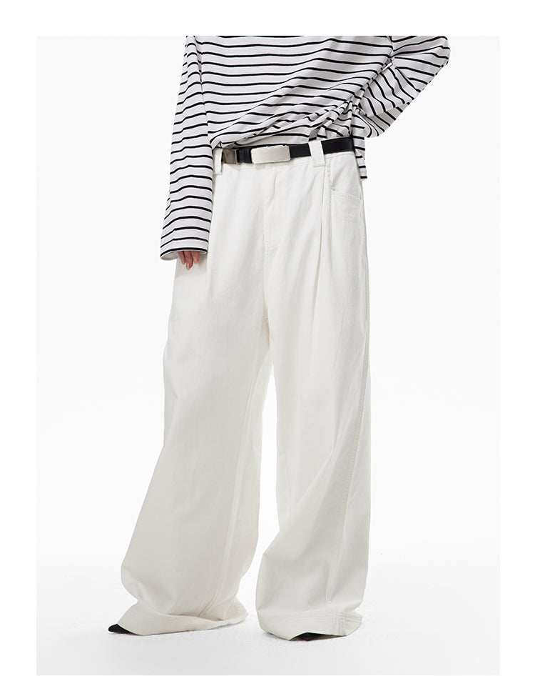 Oversized loose fit white casual pants